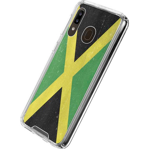 Jamaica Flag Distressed Galaxy A30 Clear Case